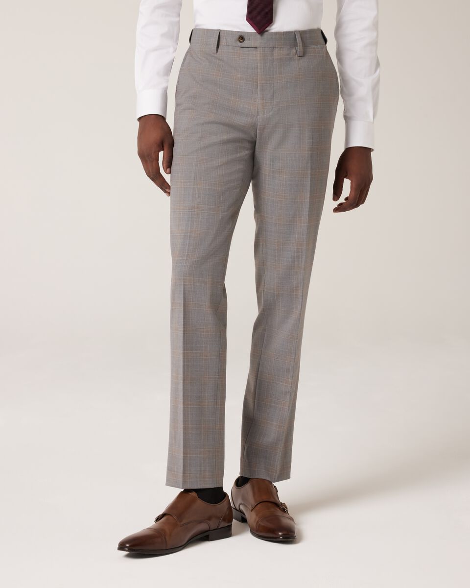 Slim Stretch Wool Blend Tailored Pant, Grey Check, hi-res
